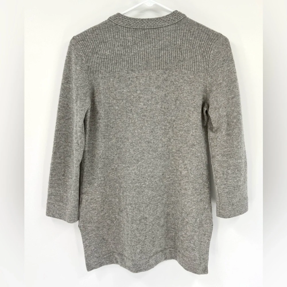 Tory Burch Lizzie Tunic V-Neck 100% Cashmere Sweater, Graphite Grey, Size‎ S
